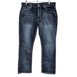True Luck Jeans Mens 36x30 (36x29)  Dark Wash Straight Leg